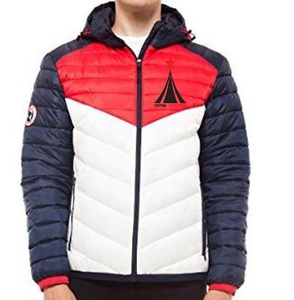 New Arrival Hot Oem Zip up Winter 100% Polyester Color Block Winter Padded <b>Hoody</b> Bomber Jackets Men - Product Image 1