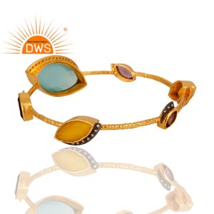 Brazalete de múltiples piedras preciosas para mujer, brazalete de Latón chapado en oro de 18k, joyería al por mayor - Product Image 2