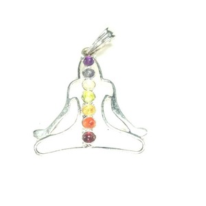 7 Chakra Forme Méditant Bouddha De Vie Pendentifs En Métal Argent pierre naturelle reiki guérison pendentif chakra pierre précieuse - Product Image 4