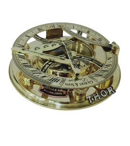 Brass Đồng hồ mặt trời La bàn hiển thị kỹ thuật số hải lý món quà biển đồng hồ mặt trời cho du lịch trong nâu hộp gỗ với trường hợp da - Product Image 4