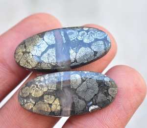 Par combinado de pendientes de oro Apache, al por mayor, marcasita, Gema Natural, pirita de alta calidad - Product Image 2