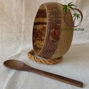 Bol en noix de coco organique de dessin animé du VIETNAM, DESIGN de noix de coco avec cuillère, laque de haute qualité, bols à salade de noix de coco, 1 pièce - Product Image 3