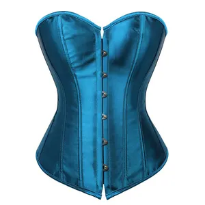 Full Bust Women Corsets Blue Pink Black White Satin Corset Body Shapers