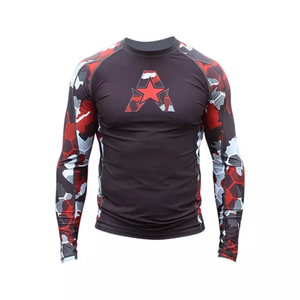 OEM Customized Quick Dry sublimated <b>Rashguard</b> Long Sleeves MMA <b>BJJ</b> Surfing Rash Guard - Product Image 3