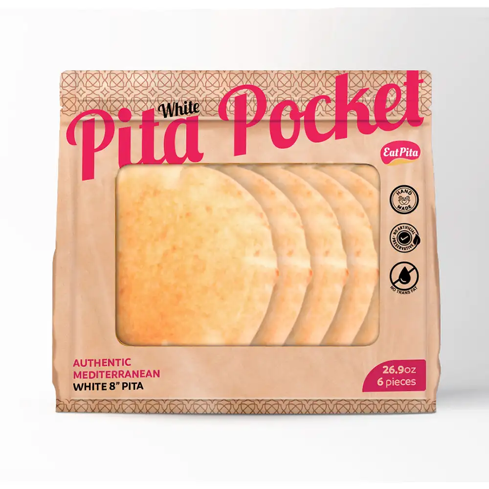 Eat Pita Hand Crafted Großhandel Hochwertige gebackene Pita Tasche 8 Zoll Weiß