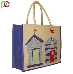 Sac d'épicerie en jute à poignée en bois écologique imprimé personnalisé avec fermeture à glissière pour la publicité et le shopping - Product Image 2