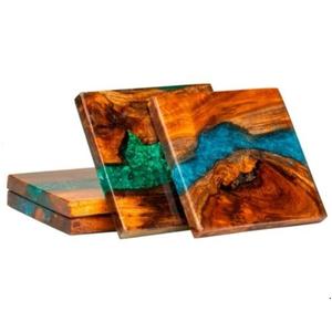 Lot de 4 sous-verres à thé de finition en résine de style luxueux au design fait à la main pour la cuisine et la restauration - Product Image 3