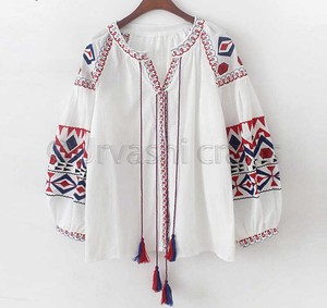 Estilo étnico Floral bordado parte superior mujeres de manga larga bordado ucraniano bordado señoras tops & blusas - Product Image 2