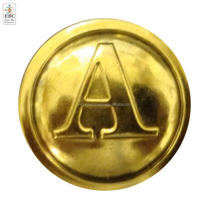 OEM Wholesale Customized Antique Brass 2-Hole <b>Buttons</b> Gold Alloy Shank Style Eco-Friendly Plating Uniform Jacket Coat Tunic - Product Image 3