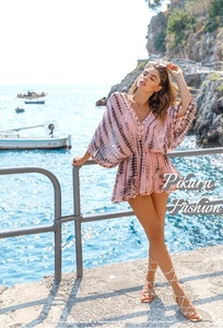 Top de manga corta para vestir en la playa, bordado y teñido anudado, hecho a mano, talla grande, caftán - Product Image 5
