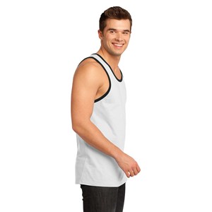 OEM Custom Logo <b>Men's</b> Workout Stringer <b>Vest</b> High Quality Fashion <b>White</b> Black Cotton Singlet Bleach Wash Technics - Product Image 2