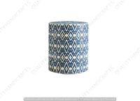 Table de chevet en os incrusté, design moderne en forme de diamant, rayures noires et blanches, résine et bois, meuble de maison pour salon et chambre à coucher, Inde
