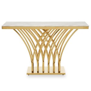 Modern Luxury Metal <b>Console</b> <b>Table</b> with Iron Leg Glass Top for Living Room Bedroom School-Home Hotel Restaurant Decor Furniture - Product Image 3