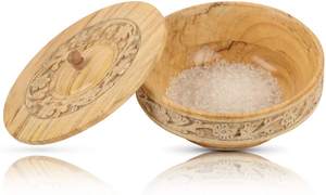 Couvercle de bol de service à collation en bois décoratif et écologique de taille personnalisée fait à la main de style traditionnel côtier pour les chips de fruits secs - Product Image 2