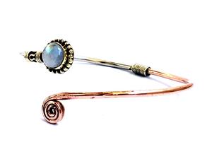 Pulseras de puños de moda Pulseras de puños de piedra Brazalete de plata Pulseras de puños de piedra lunar - Product Image 3