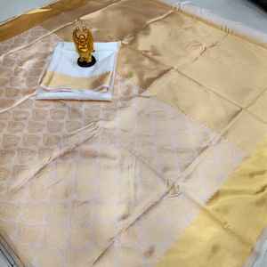 Sari en soie Kanchipuram, tenue de soirée, mariage indien, dernier modèle de sari en soie de coton Banarasi avec blouse, vêtements pour femmes - Product Image 5