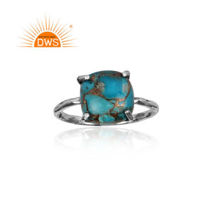 Juego de gemas de cobre turquesa Natural, anillo bohemio de Plata de Ley 925 oxidado, proveedor de joyería - Product Image 2