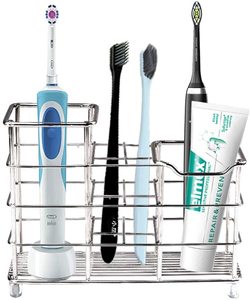 Métal Porte-Brosse À Dents En Acier Inoxydable Chrome Brosse À Dents Nettoyant Rangement Salle De Bain - Product Image 1