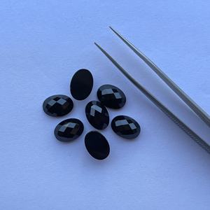 พลอยพลอยสีดำธรรมชาติสีดำ10มม. 12มม. สำหรับตรวจสอบขนาดทรงวงรีตัดเป็นกุหลาบอัญมณีหลวมจากซัพพลายเออร์ขายส่งยอดนิยมออนไลน์ - Product Image 3