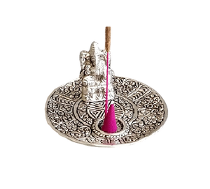 Soporte de incienso redondo Om de metal blanco, soporte de atrapasmas para aromaterapia - Product Image 6
