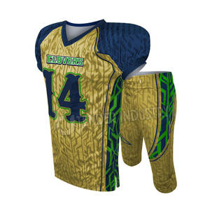 Venta al por mayor personalizado antibacteriano fútbol americano Jersey transpirable poliéster aparejos sarga uniforme adultos de talla grande XL seda - Product Image 2