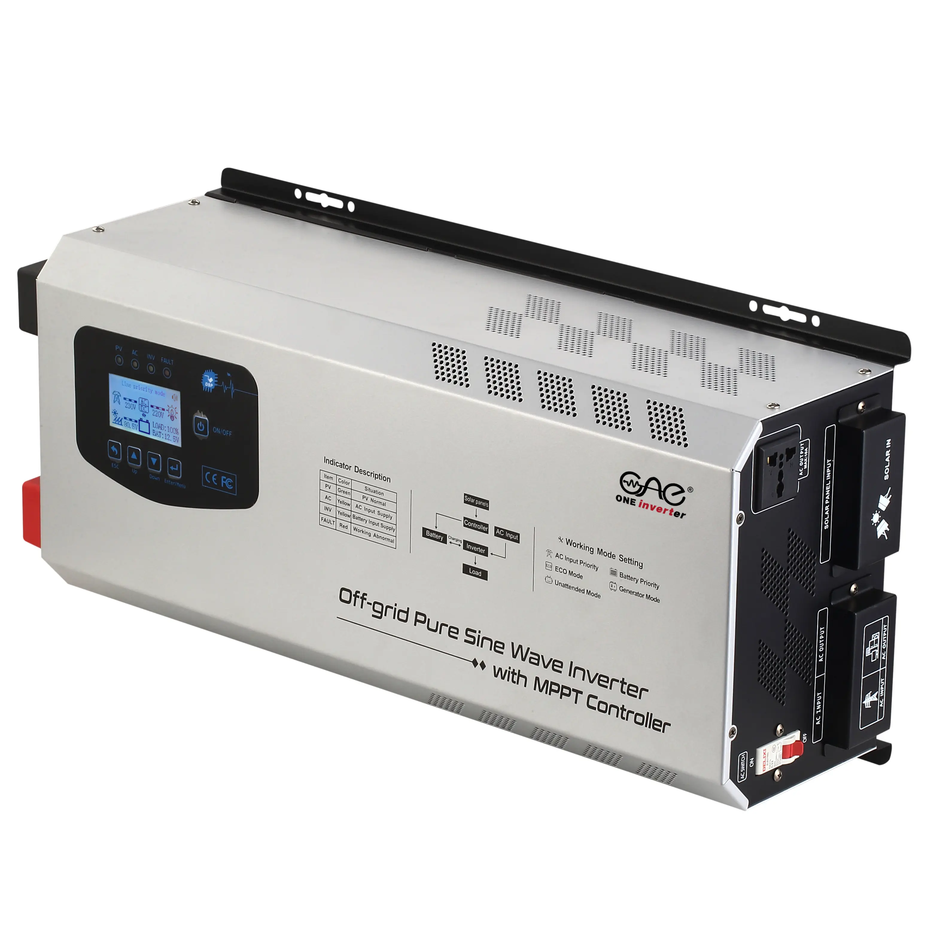 Chất Lượng Cao 1kw 2kw 3kw 4kw 6kw 7kw Solar Power Inverter Tinh Khiết Sine Wave Inverter Với Mppt Charge Controller