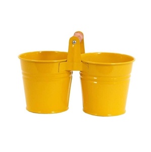 Jardinières à logo personnalisé vente en gros, jardinières de jardin modernes faites à la main élégantes en métal enduit de P. Double décoratif unique et élégant - Product Image 1