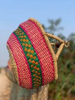 Panier Bolga écologique en bois massif, imprimé jonc de mer naturelle du Vietnam(0084587176063 de ponçage)