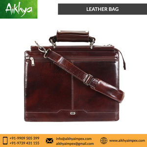 Unisex Outstand Brown Pure Genuine Leather <b>Briefcase</b> Soft Office Use <b>Briefcase</b> with Shoulder Strap for Comfortable Carry - Product Image 3