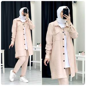 Nouvelle saison, vêtements islamiques pour femmes, été, gabardine, modèle 3 pièces, abaya, kaftan, Dubaï, arabe, musulman, mode islamique, qualité turque - Product Image 2