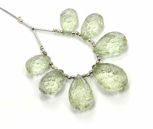 ลูกปัดแกะสลักรูปดอกไม้สีเขียวธรรมชาติ 7 ชิ้น คุณภาพเกรด AAA+ สำหรับทำเครื่องประดับ - Product Image 5