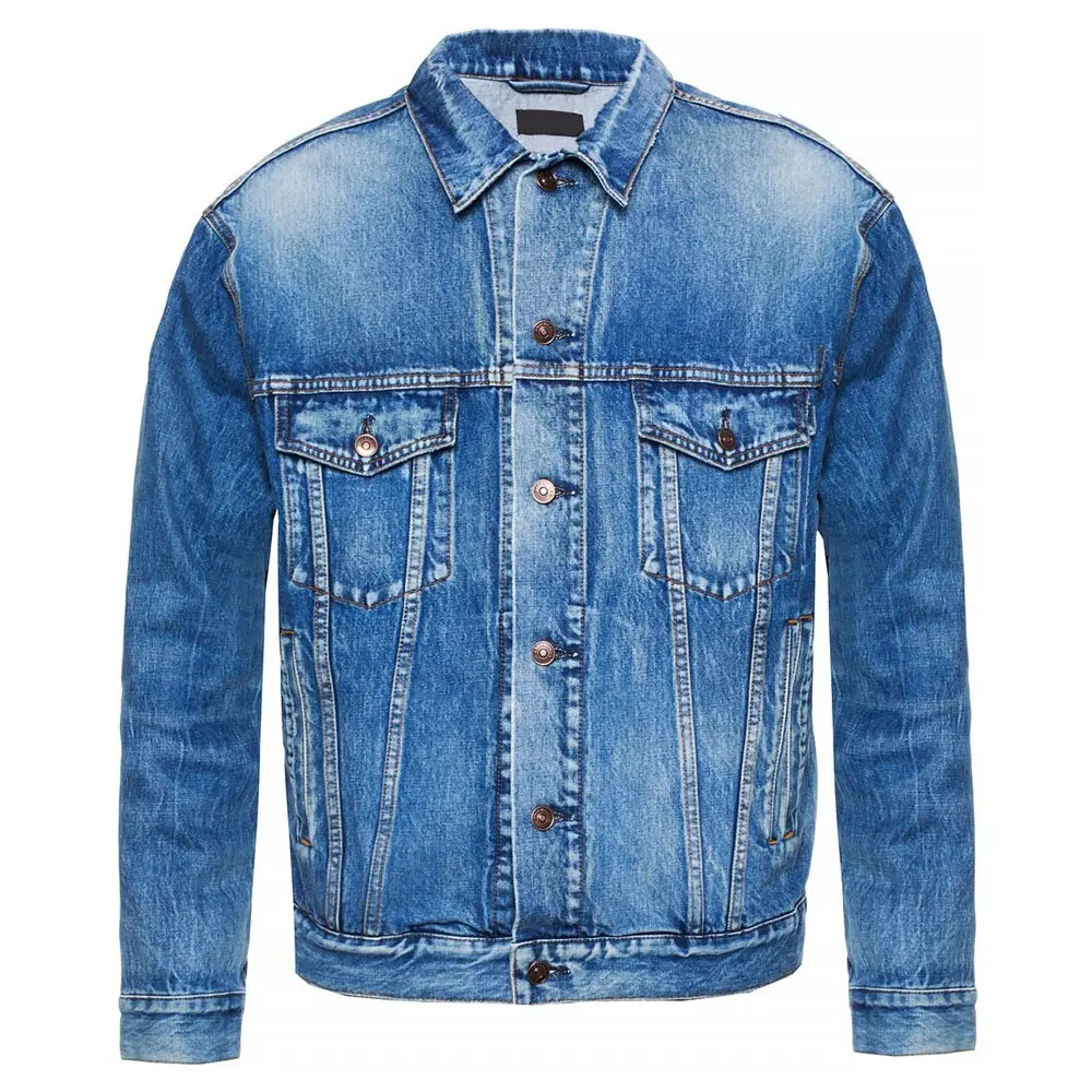 Men's Slim Fit Full Sleeve Denim Jeans Jackets, Casual Style Fancy Colored Outerwear Denim Jackets lite blue eco-friendly jacket