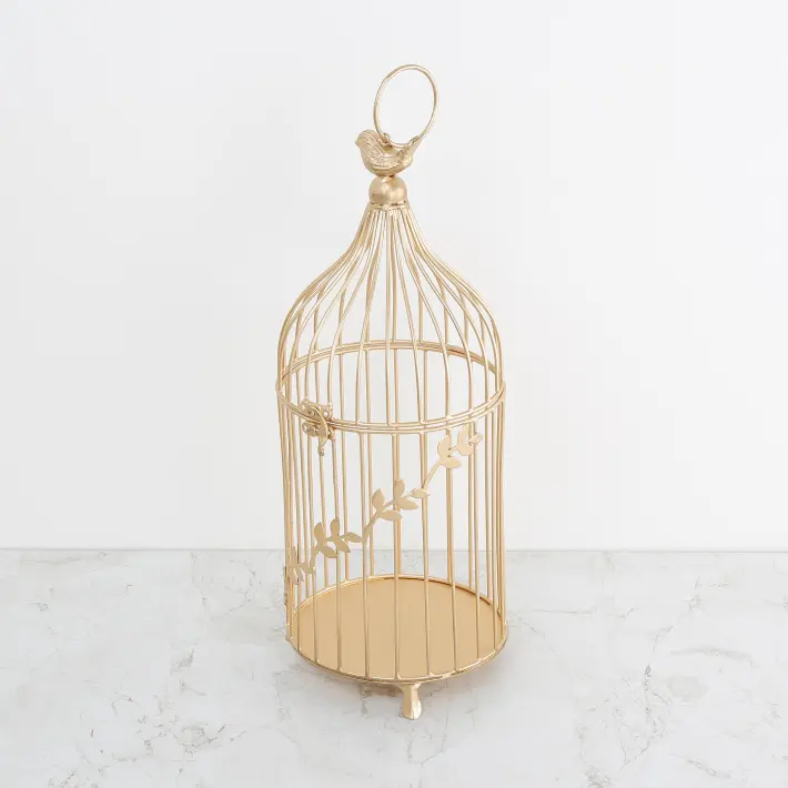 Antique Metal Bird Cage for Parrots Budgie Canary Pigeons Birds Cage Decorative Sleek Polished Metal Birds Aquariums Accessories