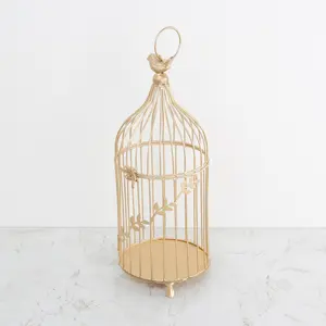 Cage à oiseaux en métal antique pour perroquets perruche canari pigeons Cage à oiseaux décorative élégante en métal poli oiseaux aquariums accessoires