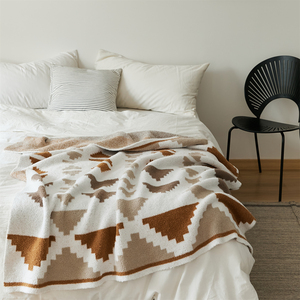 Plaid tricoté <span class=keywords><strong>en</strong></span> microfibre douce et <span class=keywords><strong>laine</strong></span> mérinos DQX Nordic personnalisé pour la décoration intérieure et les canapés - Product Image 1