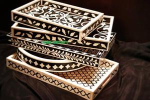 RAMADAN MERE DE PERLE ARTISANAT BOIS ARTISANAT PLATEAU DE SERVICE POUR DÉCOR EID DÉCOR HOME DECOR CADEAU PLATEAU DE CUISINE PLATEAU RAMADAN - Product Image 4