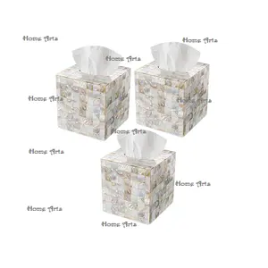 Set of 3 Mother of Pearl Work Napkin Tissue Box Customized Size Square Shape Napkin Box For Wholesale Supplier