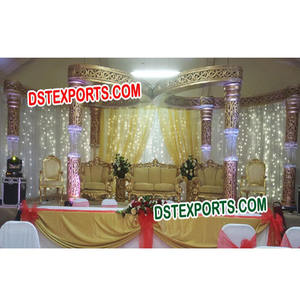 Mandap de Cristal Dorado con Mariposas para Bodas, Mandap Tallado en Fibra Dorada, Último Modelo de Mandap de Cristal con Mariposas, Georgia, INGLATERRA - Product Image 1