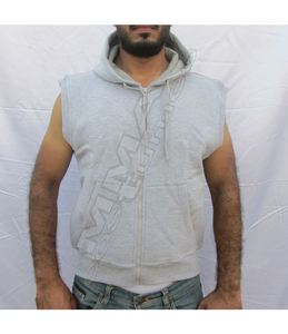 เสื้อฮู้ดดี้ผู้ชายแบบซิปไม่มีแขนสั่งทำขายส่ง ปริมาณมาก ลายเรียบ สำหรับฤดูหนาว กีฬา ดิจิทัล เป็นมิตรกับสิ่งแวดล้อม - Product Image 1