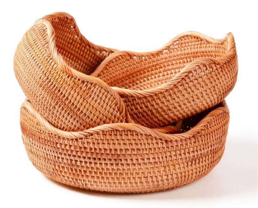 Vintage Style Basket Woven Handmade Rattan Obst und Lebensmittel Aufbewahrung skorb Handmade in Vietnam