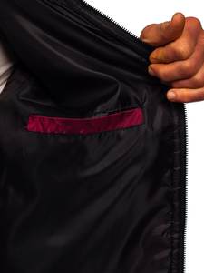 Chaqueta Bomber de invierno ecológica impermeable con cuello levantado delgado para hombre con logotipo personalizado con bolsillo de poliéster impreso en tela de lona - Product Image 5