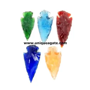 Assorted Color Glass Arrowheads Natural Healing Stone for Meditation & Positive Energy Gemstone