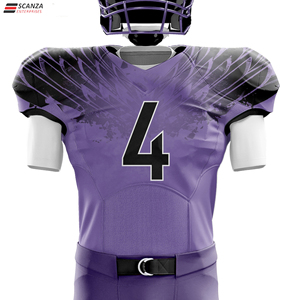 Camiseta de Fútbol Americano de Alta Calidad, Uniforme de Jugador XL, Diseño de Logotipo Personalizado, Sublimada, Bordada, Color Blanco y Morado - Product Image 5