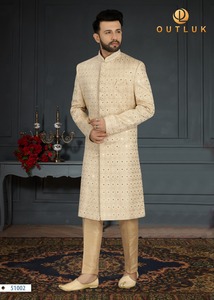 Offre Spéciale Indien Designer Dernières 2022 pakistanais Concept De Mariage Sherwani Hommes Miroir Lucknowi Taux Travail De Broderie en gros Inde - Product Image 2