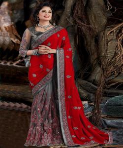 Heavy Embroidered Party Wear New Collection All Sizes and Color <b>Net</b> <b>Fabric</b> Embroidered Indian Women Wear Ready Made Saree with ApparelGarment - Product Image 2
