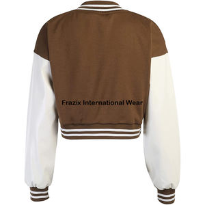 Nouvelle Veste Bomber de Baseball Courte en Polaire Tricotée pour Femme, Modèle Hiver 2025, Style Letterman, Broderie Décorative, Réversible - Product Image 2