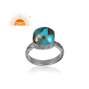 Bague de fiançailles boho en argent massif 925, cuivre, Turquoise, bijouterie - Product Image 2