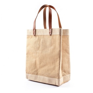 Vente en gros de sacs à provisions en jute imprimés personnalisés grands sacs fourre-tout en jute unis écologiques pour le shopping - Product Image 2