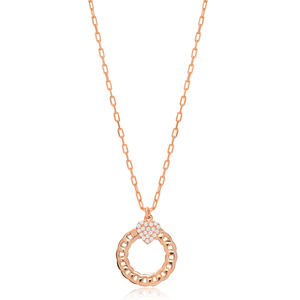 Zircon Coeur Lien Chaîne Creux Design Charme Pendentif 925 Bijoux en Argent Sterling - Product Image 3