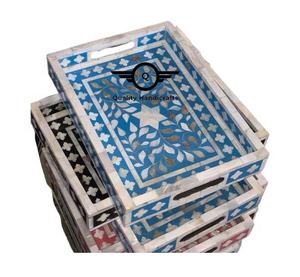 Bandejas para servir con incrustaciones de hueso de la mejor calidad para hoteles y restaurantes Utensilios de cocina artesanales de calidad - Product Image 5